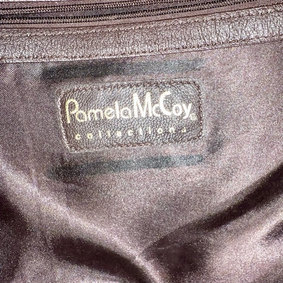 Vintage Pamela McCoy Wavy Color Block Genuine Suede Tote - Picture 4 of 13